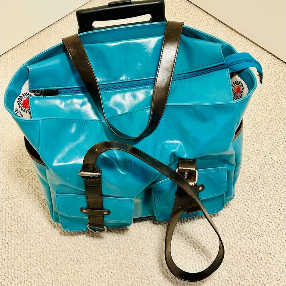 Blue and Black Travel Bag with Glossy Finish